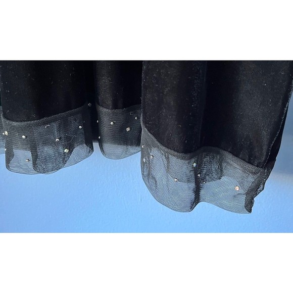 Bcbgmaxazria Long Sleeve Black Beaded Velvet Top Large Embellished Chiffon Hem - Picture 3 of 3